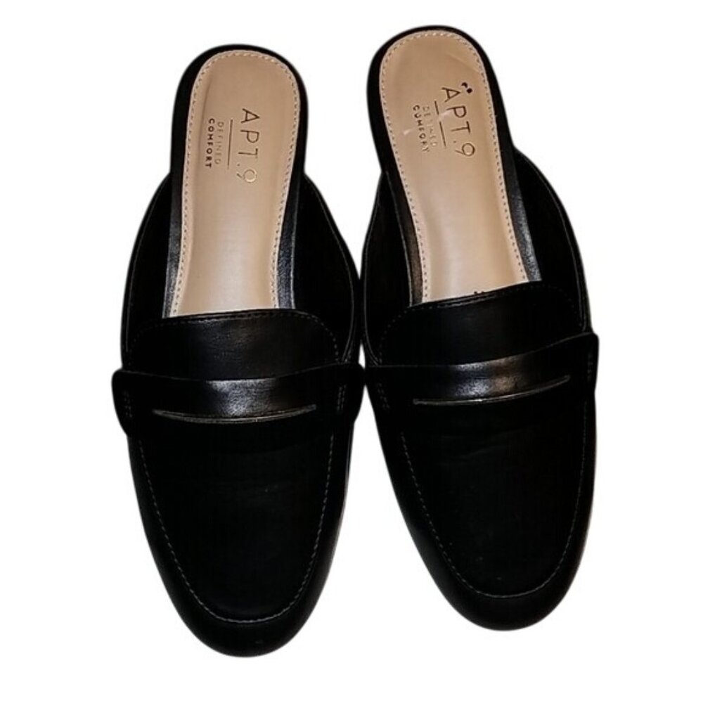 Apt. 9 Womens Black Defined Comfort Slip-On Loafers Size 6
